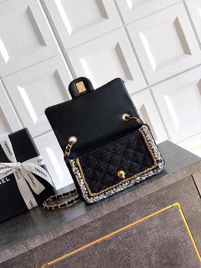 CC original tweed mini flap bag A69900 black