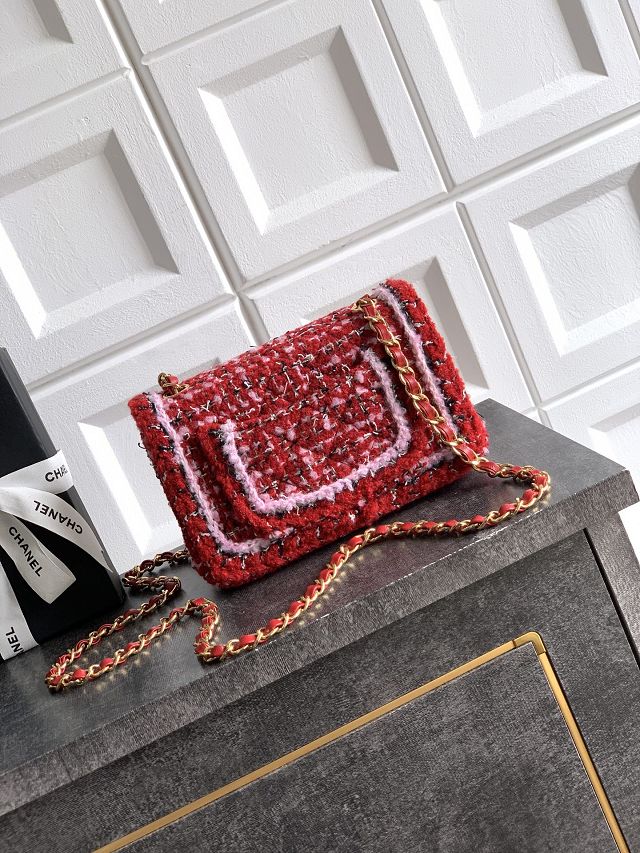CC original tweed mini flap bag A69900 red