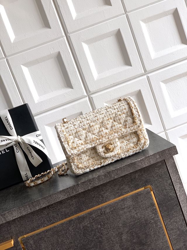 CC original tweed mini flap bag A69900 white