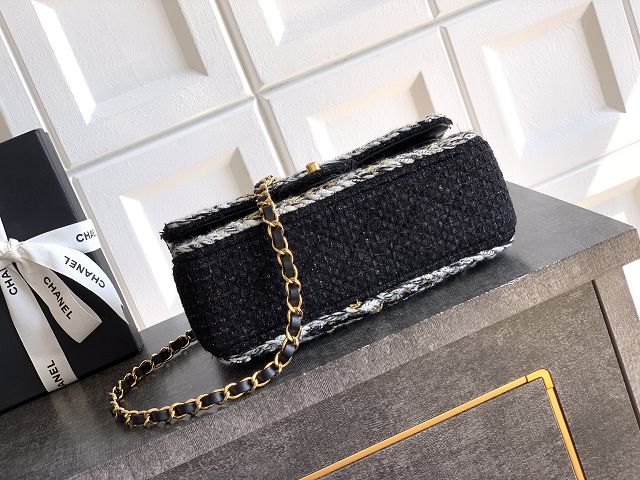 CC original tweed small flap bag A01113 black