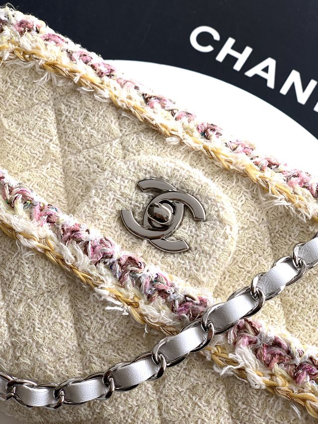 CC original tweed small flap bag A01113 white&pink