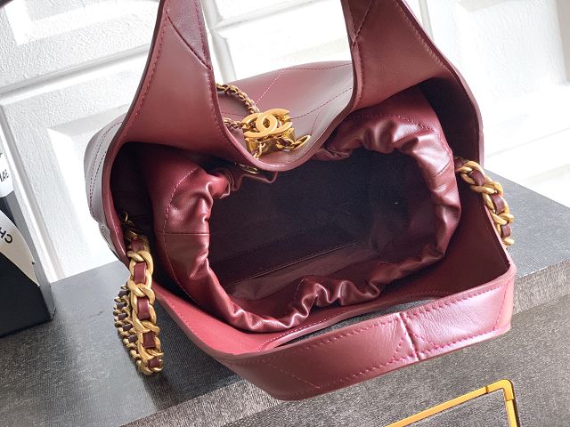 CC original calfskin small tote bag AS6132 bordeaux