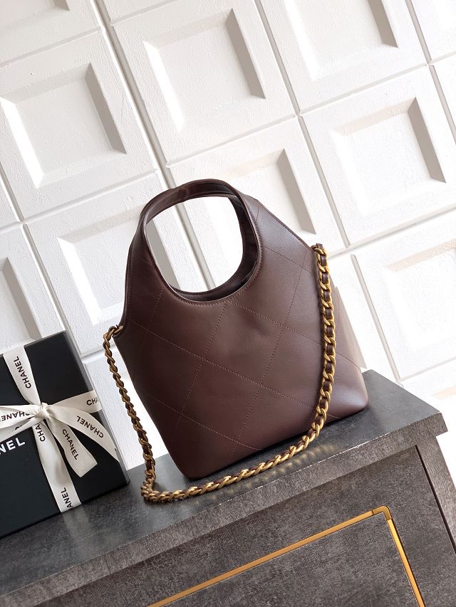 CC original calfskin small tote bag AS6132 dark brown