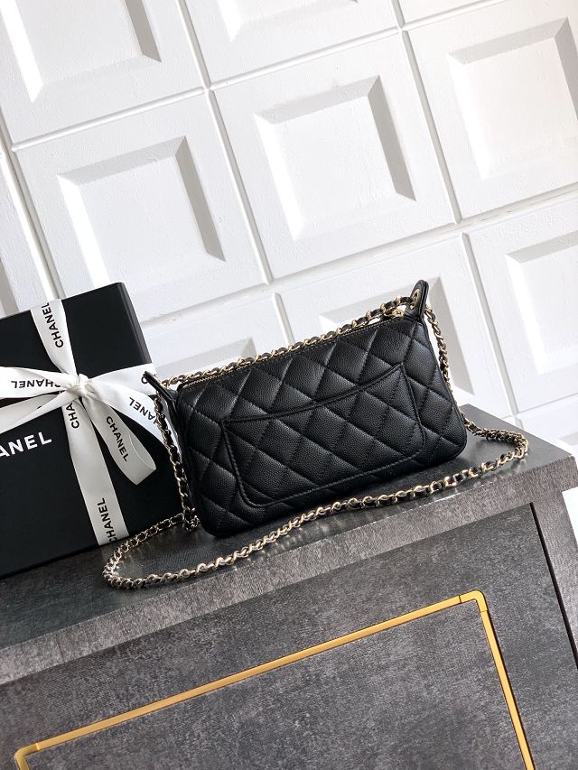 CC original grained calfskin clutch with chain AP4704 black