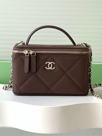 CC original grained calfskin vanity with chain AP4936 dark brown