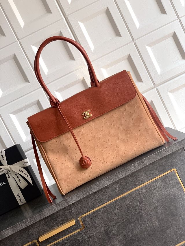 CC original suede calfskin medium tote bag AS6289 brown