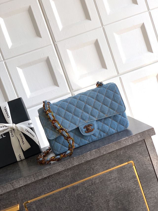 CC original denim medium flap bag A01112 blue