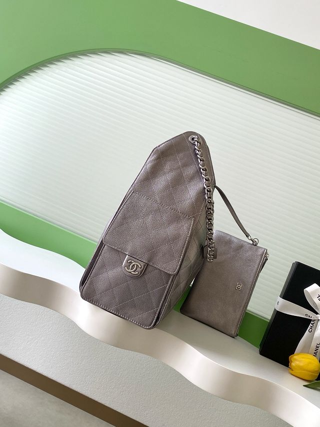 CC original grained calfskin 25 medium handbag AS5311 dark silver