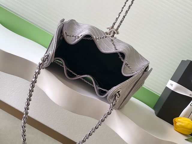 CC original grained calfskin 25 small handbag AS5293 dark silver