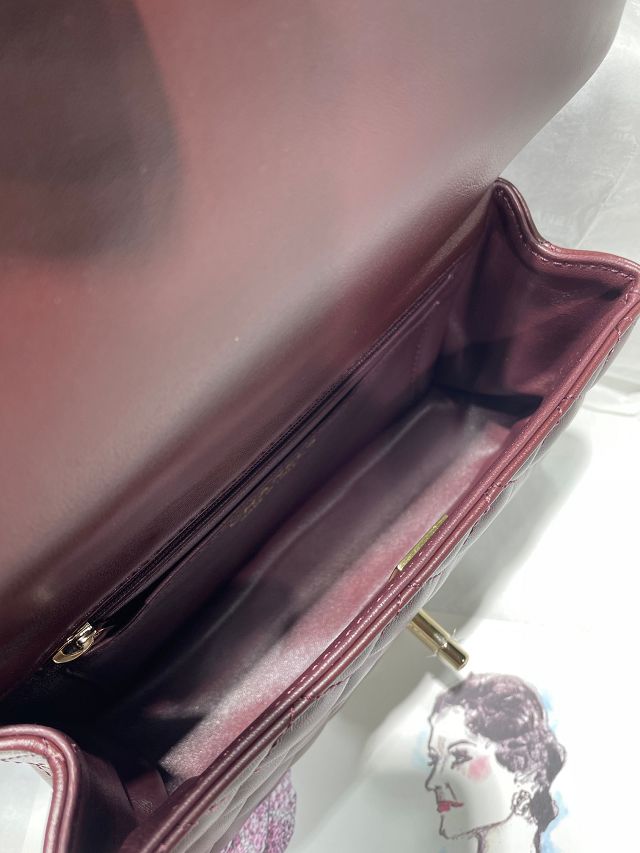 CC original lambskin top handle flap bag AS2431 bordeaux
