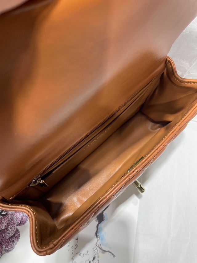 CC original lambskin top handle flap bag AS2431 caramel