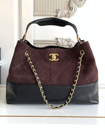 CC original suede calfskin shopping tote bag AS5634 dark brown