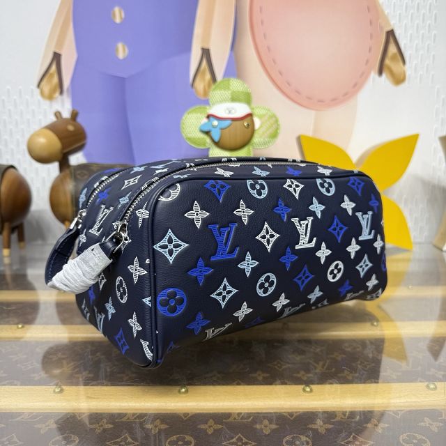 Louis vuitton original calfskin locker dopp kit M11497 blue