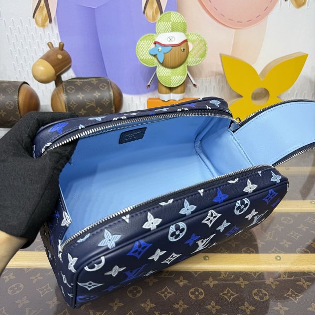 Louis vuitton original calfskin locker dopp kit M11497 blue