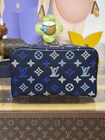 Louis vuitton original calfskin small locker dopp kit M28835 blue