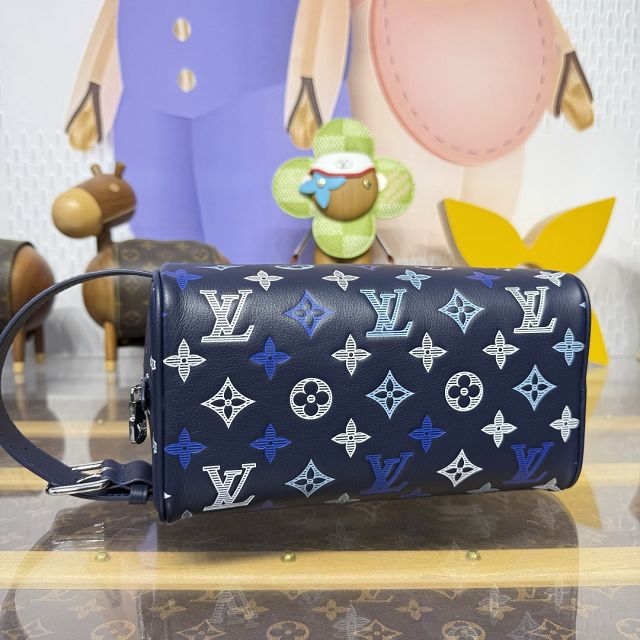 Louis vuitton original calfskin small locker dopp kit M28835 blue