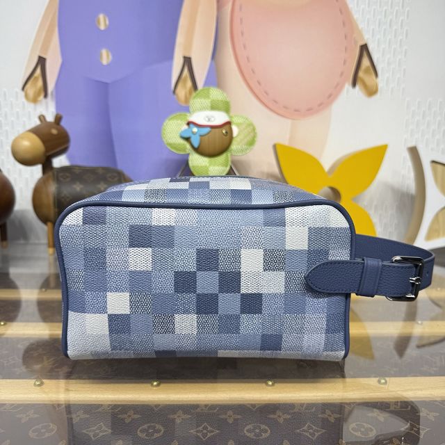 Louis vuitton original denim small locker dopp kit M28845 blue