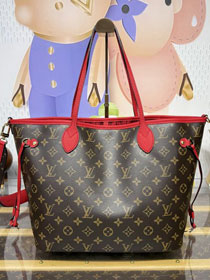 Louis vuitton original monogram canvas neverfull Inside out MM M12708 red