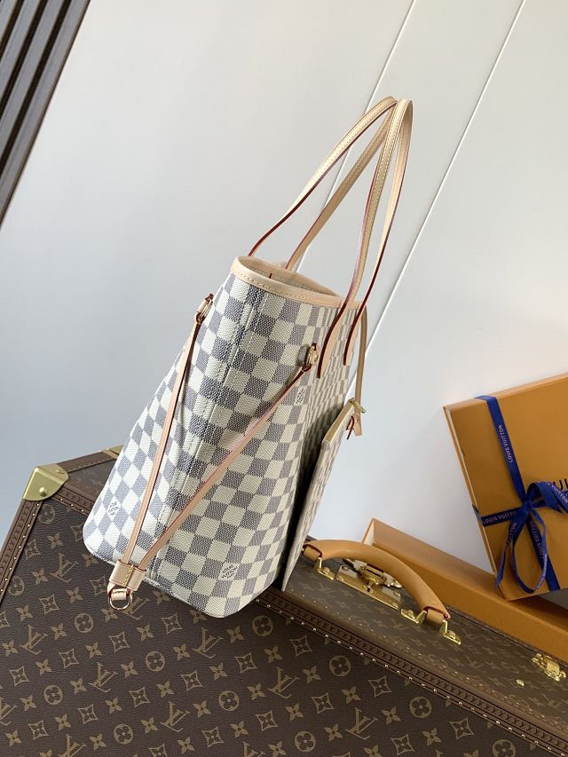 New Louis vuitton original damier azur neverfull mm N40604 beige