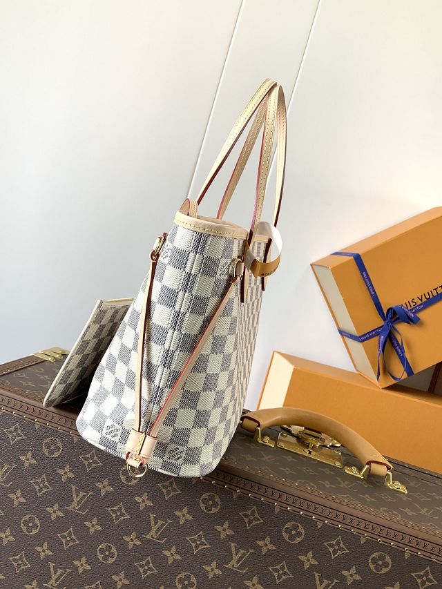 New Louis vuitton original damier azur neverfull pm N40606 beige