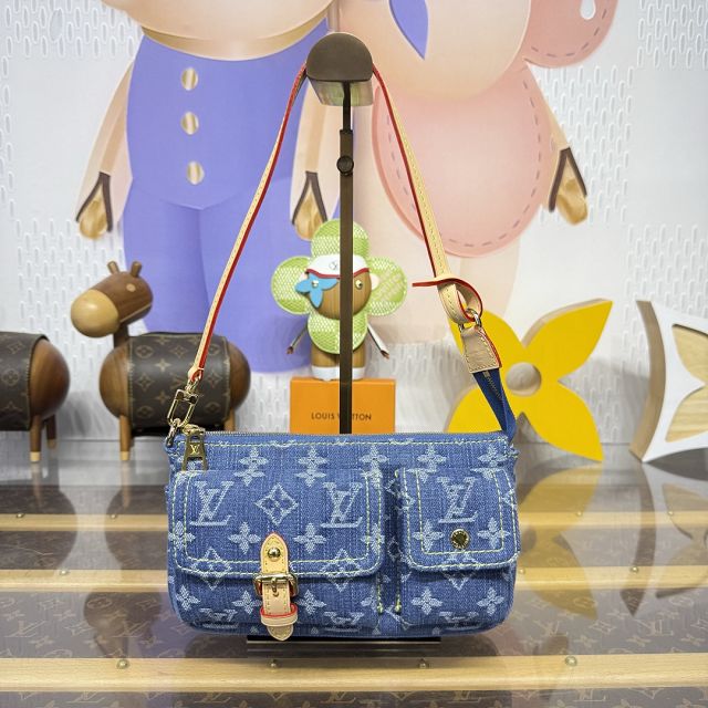 Louis vuitton original denim pochette accessoire cargo M27602 blue
