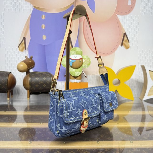 Louis vuitton original denim pochette accessoire cargo M27602 blue