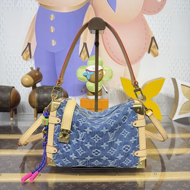 Louis vuitton original denim side trunk MM M27450 blue