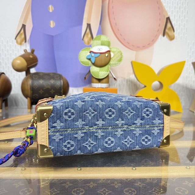 Louis vuitton original denim side trunk MM M27450 blue
