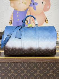 Louis vuitton original monogram canvas keepall 50 M28227 blue