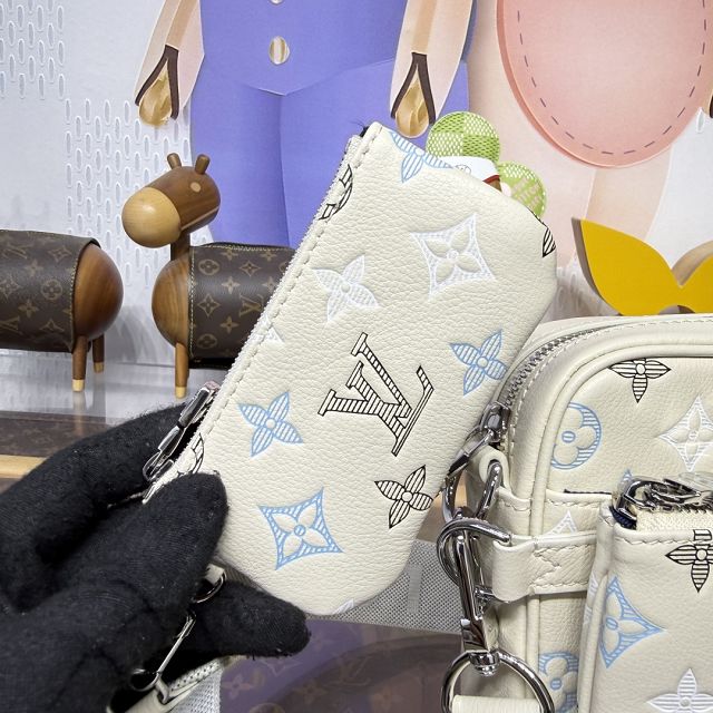 Louis vuitton original calfskin trio messenger bag M28854 white