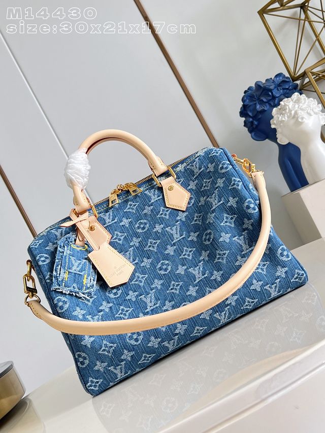 Louis vuitton original denim speedy soft 30 M14430 blue