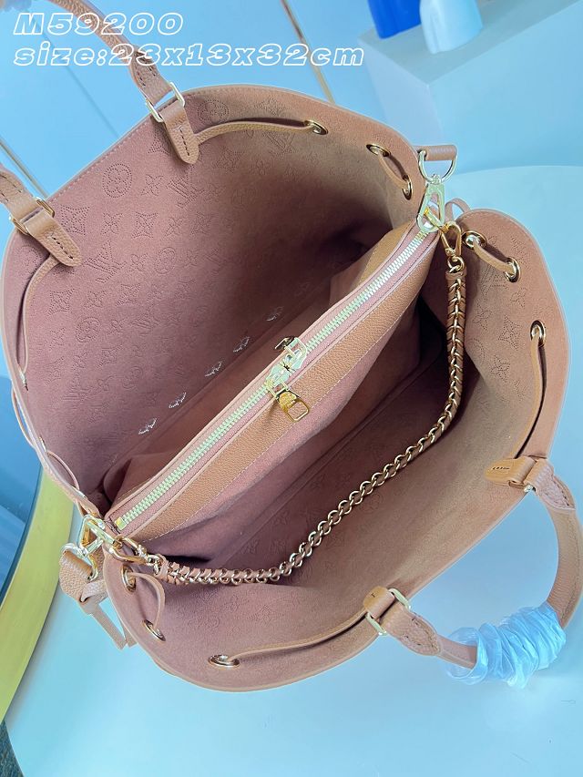 Louis vuitton original mahina leather bella tote bag M27443 brown