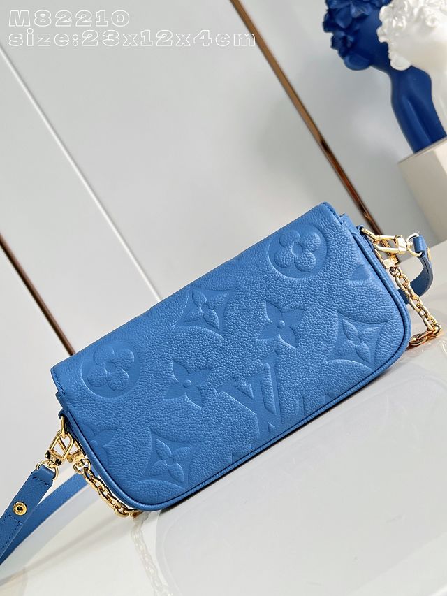 Louis vuitton original calfskin wallet on chain Ivy M82210 blue