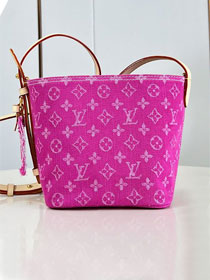 Louis vuitton original denim all in BB handbag M27626 fuchsia