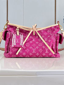 Louis vuitton original denim carryAll cargo PM M27623 fuchsia 