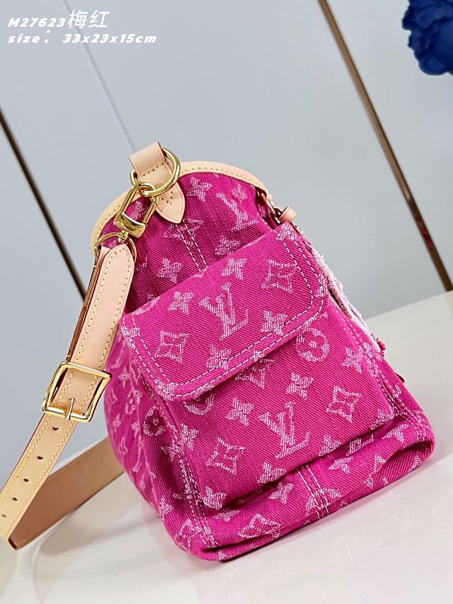 Louis vuitton original denim carryAll cargo PM M27623 fuchsia 