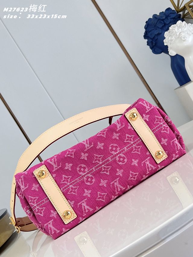 Louis vuitton original denim carryAll cargo PM M27623 fuchsia 