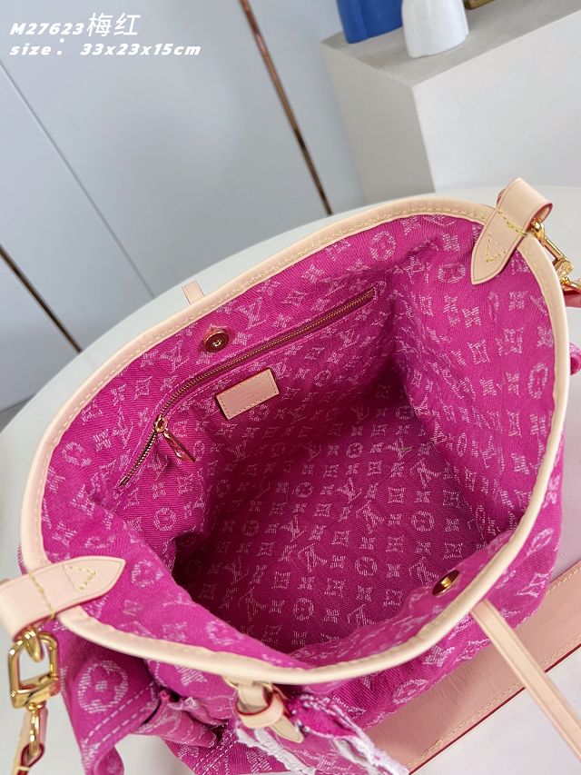 Louis vuitton original denim carryAll cargo PM M27623 fuchsia 
