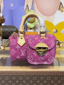 Louis vuitton original denim nano speedy M27603 fuchsia