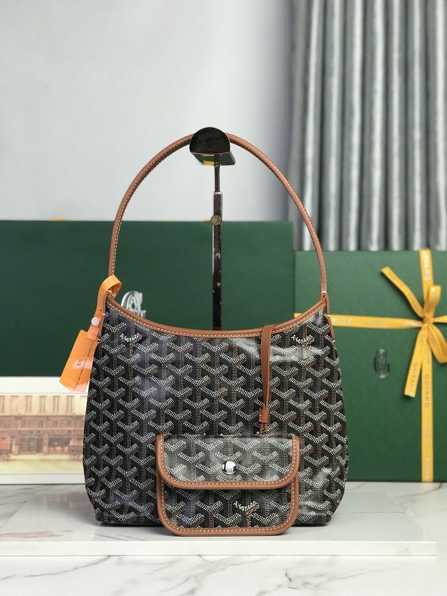 Goyard original canvas hobo boheme mini bag GY0142 black&brown