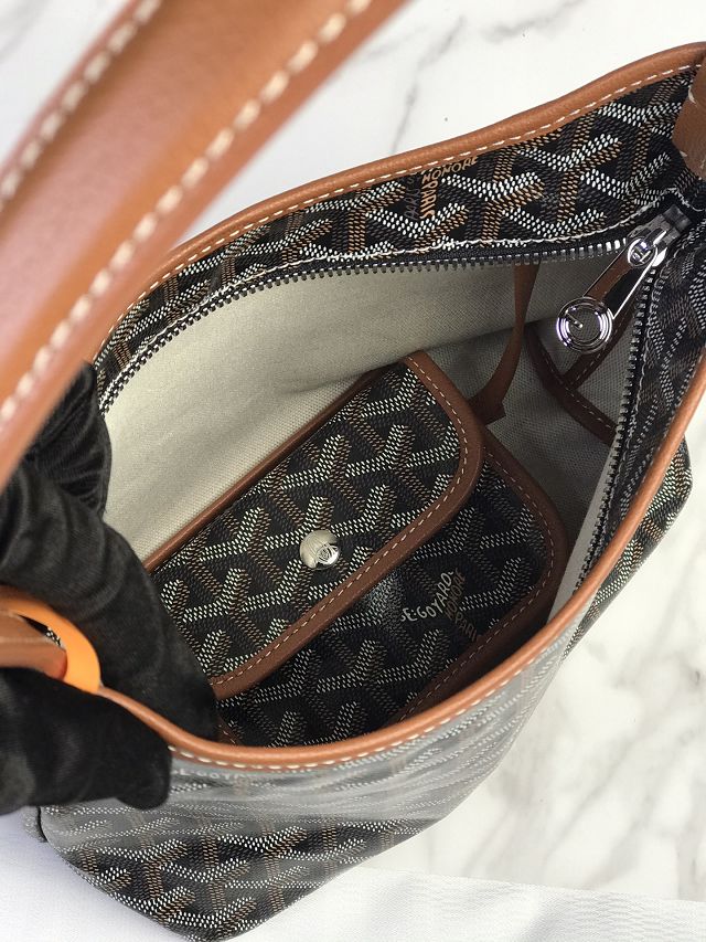 Goyard original canvas hobo boheme mini bag GY0142 black&brown