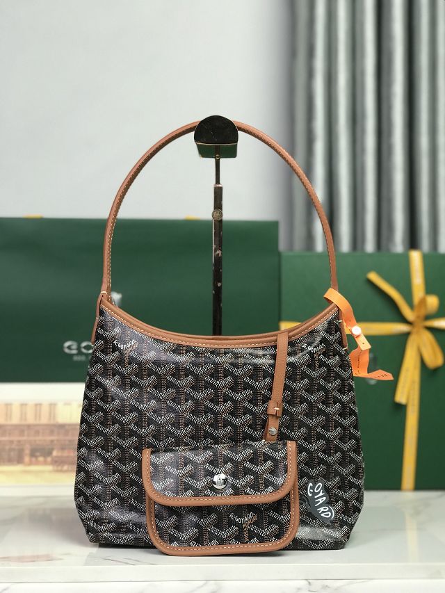 Goyard original canvas hobo boheme mini bag GY0142 black&brown