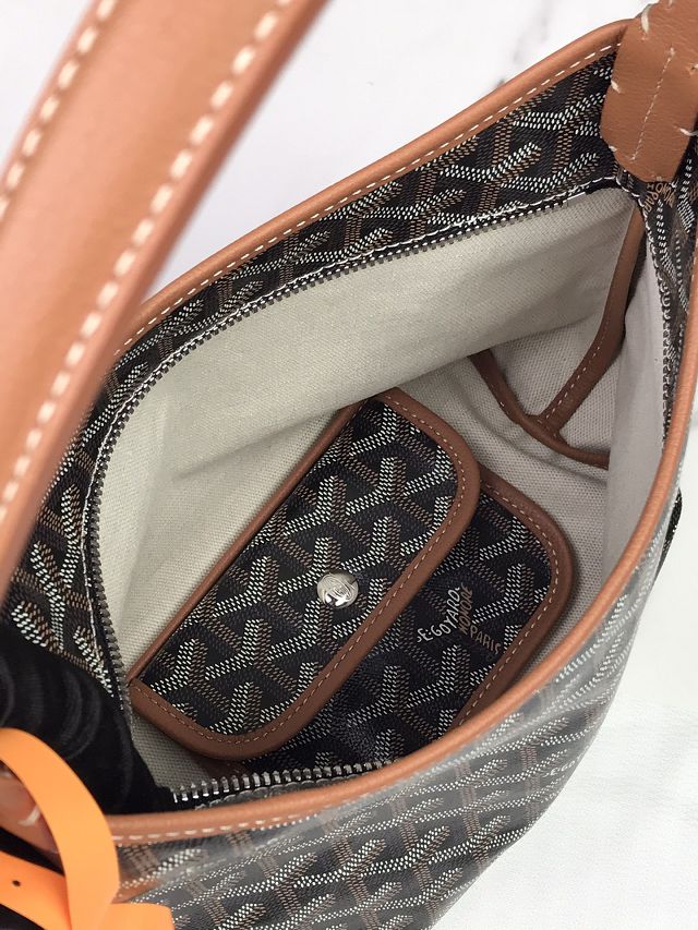 Goyard original canvas hobo boheme mini bag GY0142 black&brown