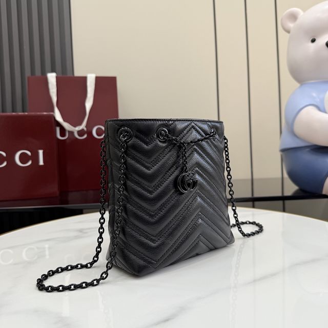 GG original calfskin marmont mini bucket bag 856404 black