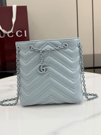 GG original calfskin marmont mini bucket bag 856404 light blue
