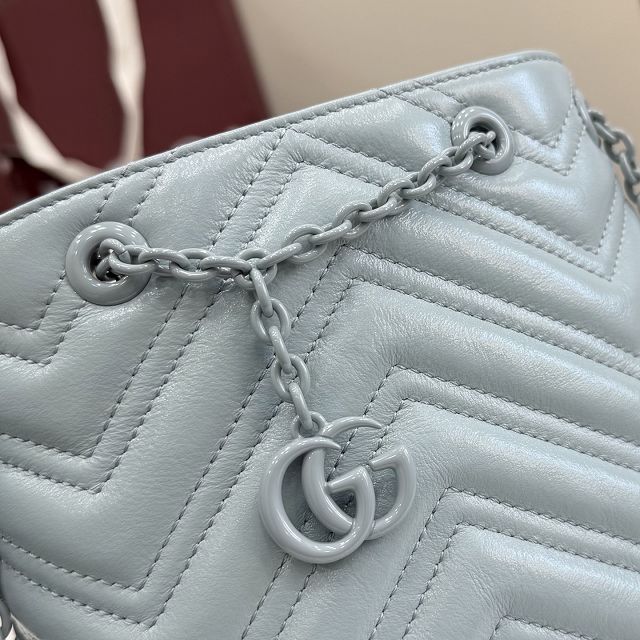 GG original calfskin marmont mini bucket bag 856404 light blue