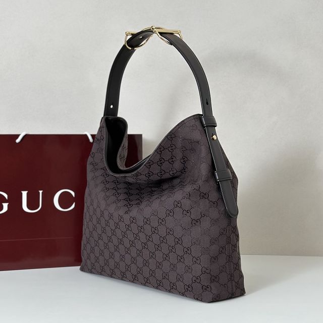 GG original canvas beatrix large tote bag 850546 dark brown