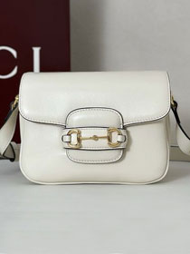 GG original soft calfskin horsebit 1955 aura mini shoulder bag 847064 white
