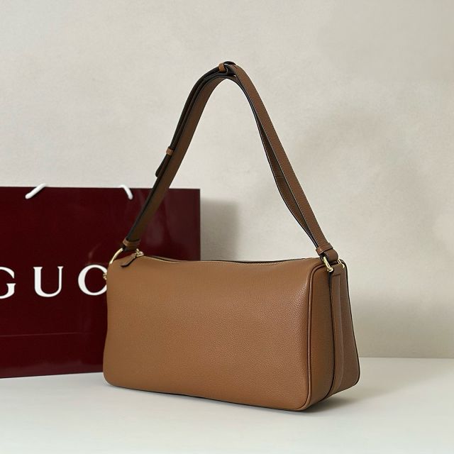 GG original calfskin half horsebit large bag 862530 brown