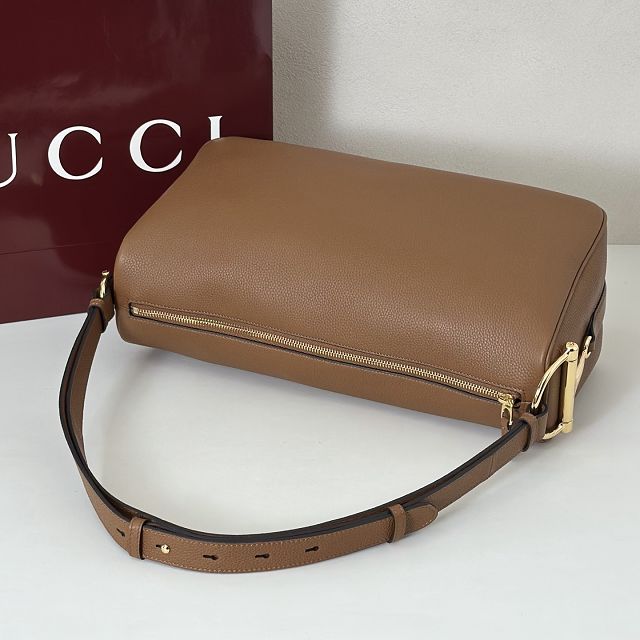 GG original calfskin half horsebit large bag 862530 brown